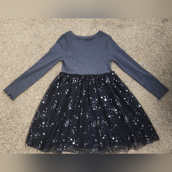 Jumping Beans Gray and Black Starry Kids Dress - Picture 1 of 3